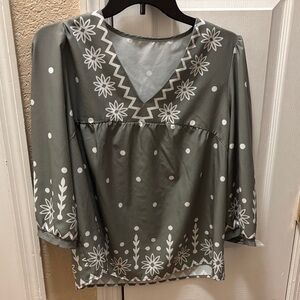 Floral Olive Green Women's Top